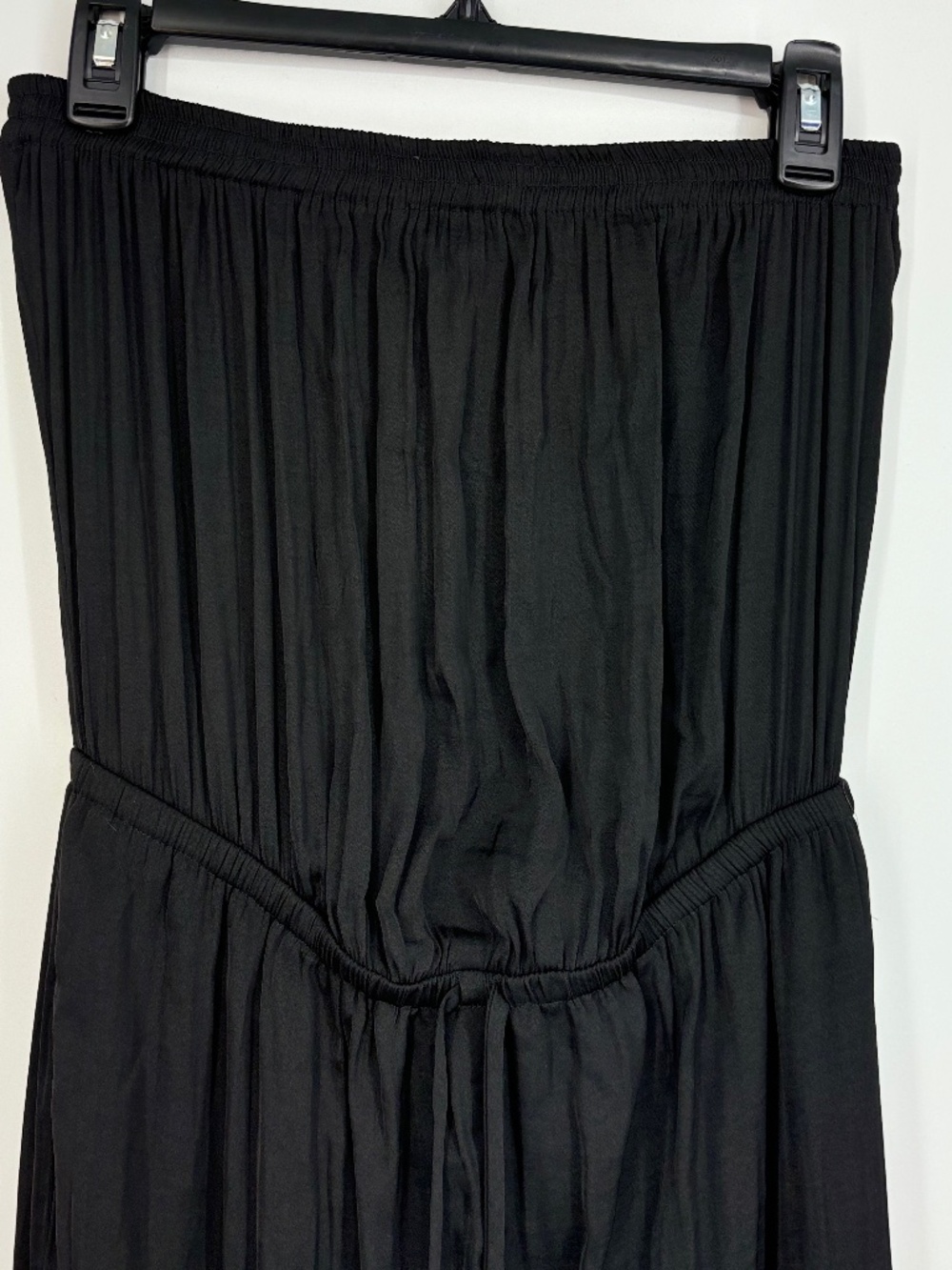 Naked Zebra Womens Small Strapless Jumpsuit Black Crinkle Lightweight Joggers